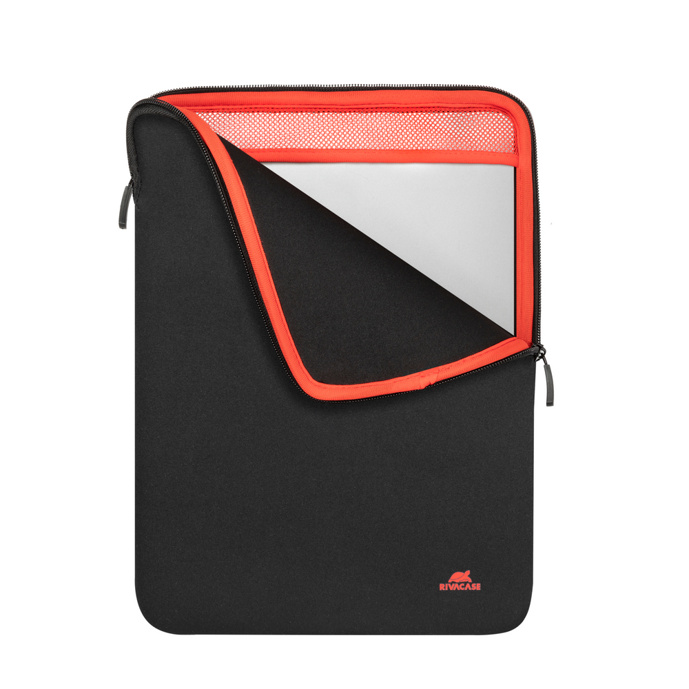 custodia per laptop fino a 12" e 13.3" Rivacase vertical Sleeve in memory foam  ideale anche per macbook 12 e 13 colore nero collezione Antishock