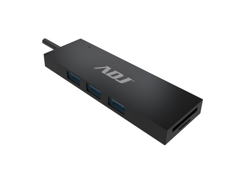 HUB-DOCK-TYPE-C-MULTIPORT-BK-3*USB3.1+CARD-READER-SD/MIC.SD-ADJ