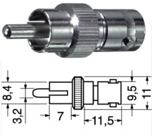 ADATTATORE BNC MASCHIO A RCA MASCHIO