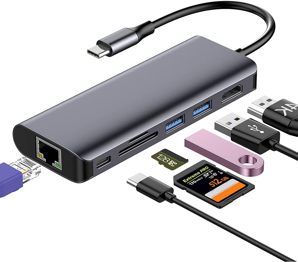 HUB DOCK TYPE C 7 IN 1 RT GREY HDMI/RJ45/USB 3.0/SD