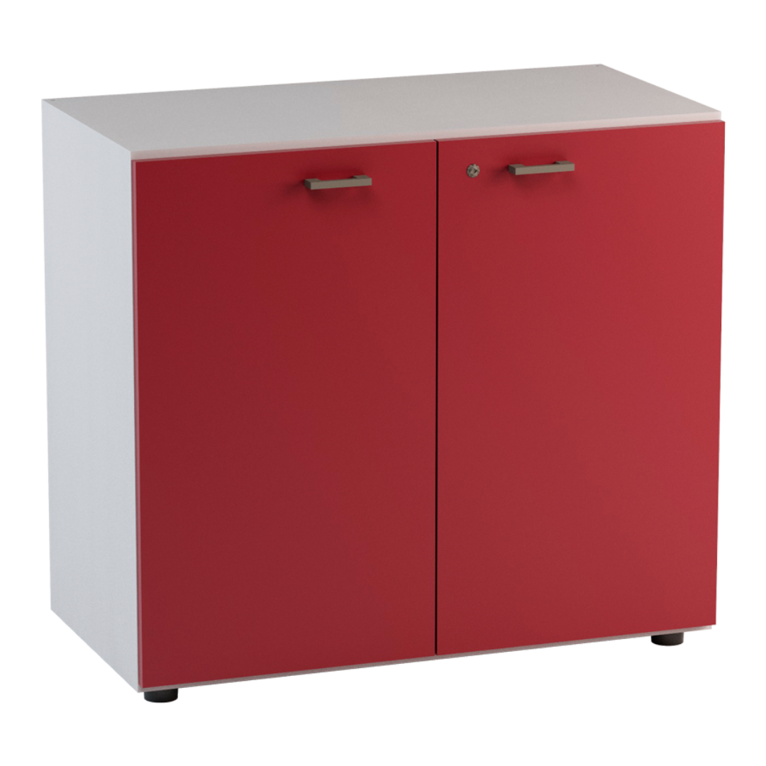 LIBRERIA-BASSA-ANTE-LEGNO-ROSSO-CON-SERRATURA-90X46,30X81,50