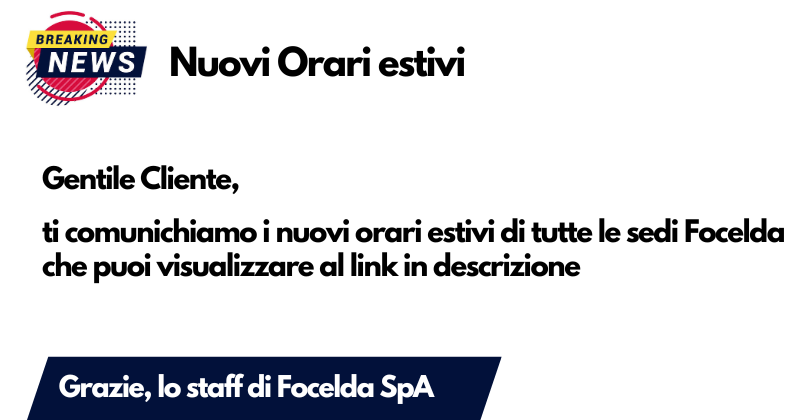 Visualizza gli orari estivi di tutte le sedi Focelda