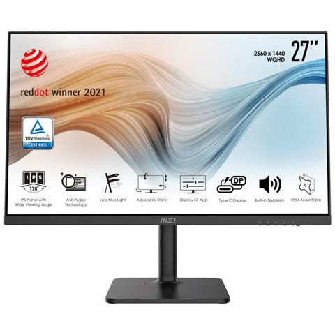 MSI Monitor 27" LED IPS Modern MD271P - Risoluzione 1920x1080 Full HD - Tempo di Risposta 5 ms - Colore Nero