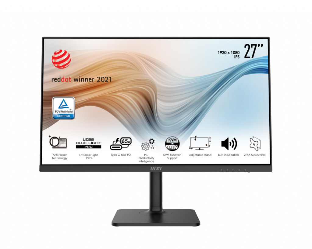 MSI Modern MD272P IPS Monitor 27" Full HD 1920 x 1080 75 Hz - USB-C Dock - HDMI - DisplayPort - USB-C - Audio Built-in Speakers