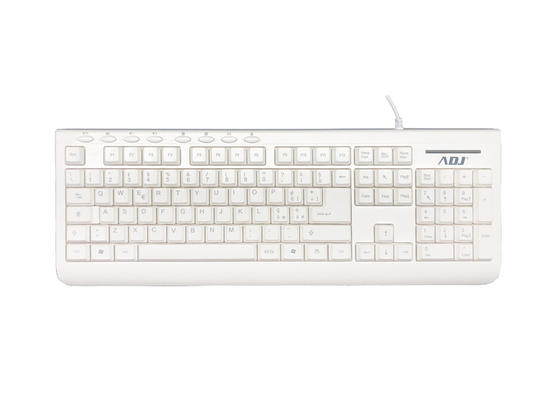 Tastiera ADJ Multimedia Pure Keyboard USB - 8 tasti Multimediali - Tocco morbido, digitazione silenziosa - Numero dei tasti: 113 - Colore Bianco