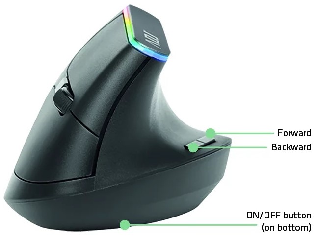 Mouse ottico wireless Shark Mini ADJ. Orientamento verticale. Risoluzione da 800 a 1600 DPI, compatibile con Windows/Mac – Colore Nero