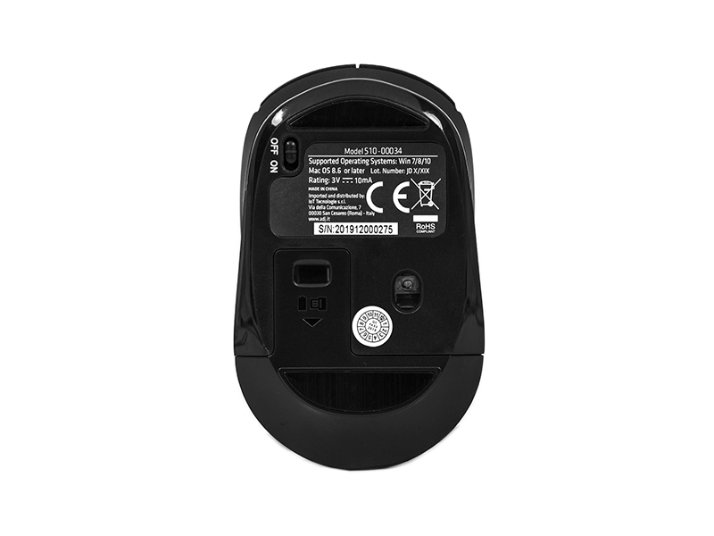 Mouse Wireless ADJ MW8 Strange Mouse - Tecnologia Ottica - Risoluzione: 800/1200/1600 DPI - Mini Ricevitore Incluso - Colore Nero