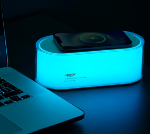 Lampada e stazione di ricarica wireless con Speaker 15watt  Duduu Sunset per Pc e Smartphone colore Bianco