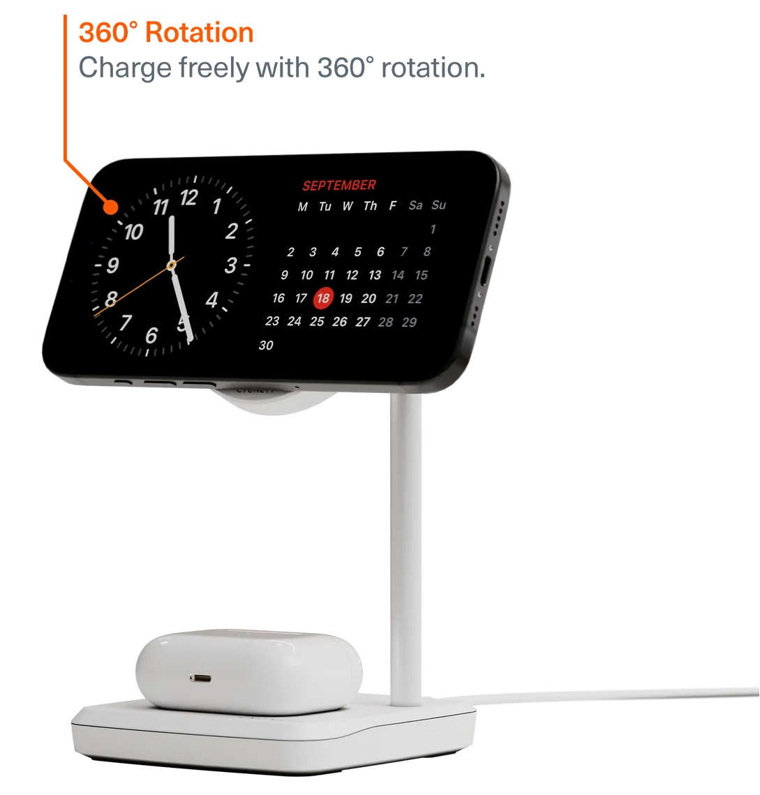 Caricabatteria Magnetico Cygnett MagTravel Wireless 2 in 1  con adattatore MagRing per smartphone meno recenti  colore Bianco