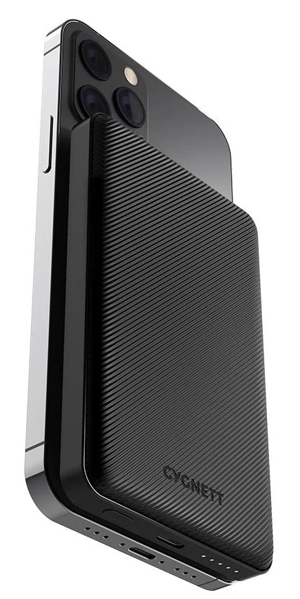 Power Bank da 10.000 Mah Cygnett MagMove da 15 Watt incluso adattatore MagRing per smartphone meno recenti  colore Nero