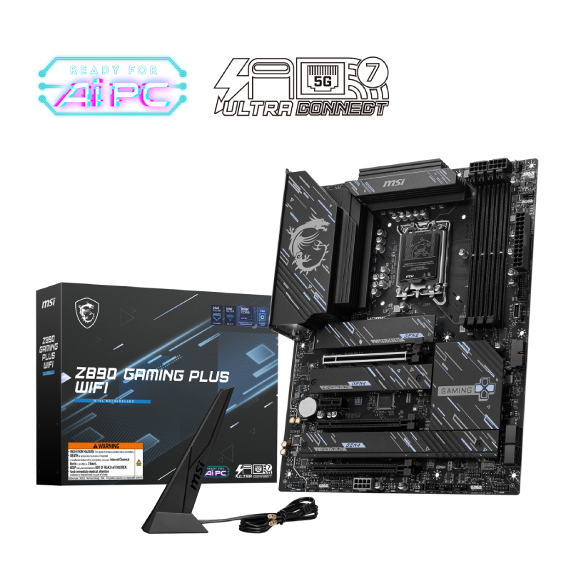 Mainboard Msi Z890 Gaming Plus Wi-Fi Socket 1851  4 slot x ddr5  Hd/Thu/Dv 4xSata  4xPci-E  125Watt