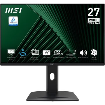 Monitor Msi Pro MP275QPG Ips 27" wqhd  con funzione Pivot 1ms 100hz Multimediale colore Nero con certificazione Epeat